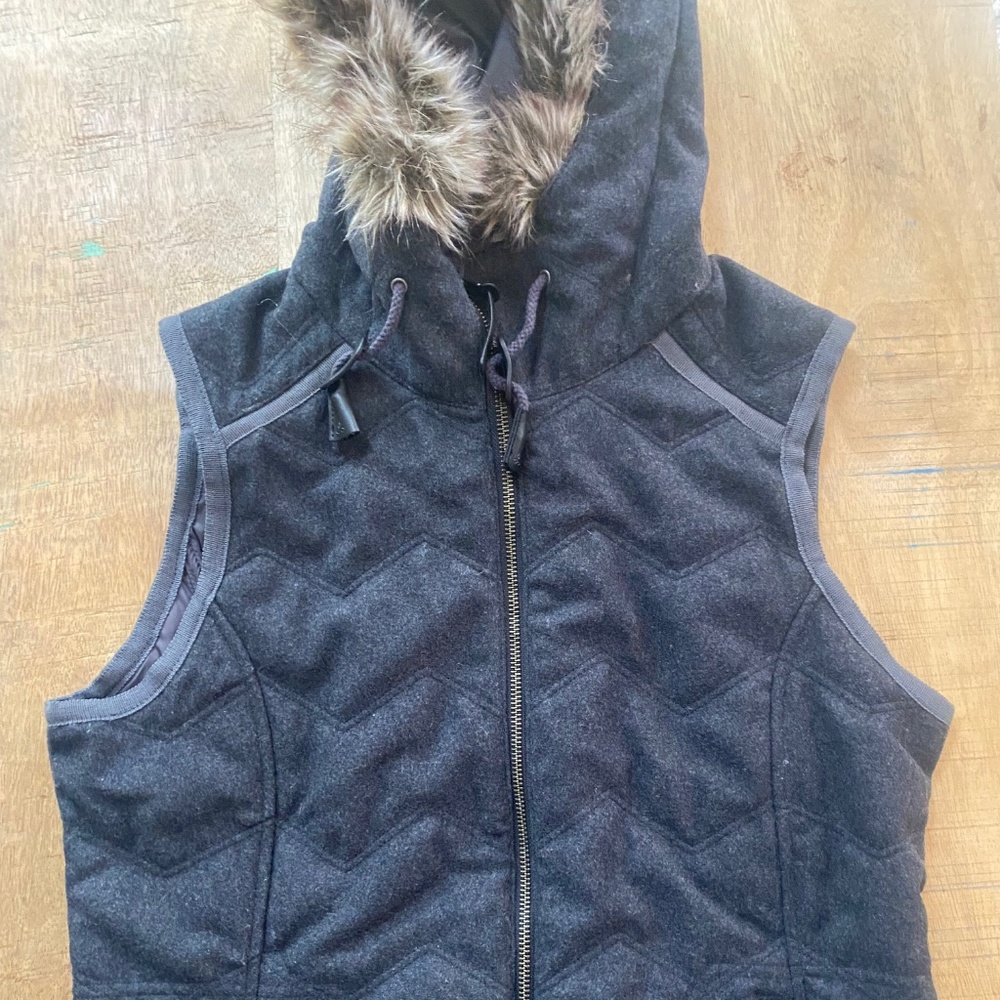 Prana Wool Blend Quilted Vest Charcoal - Women's Size Small